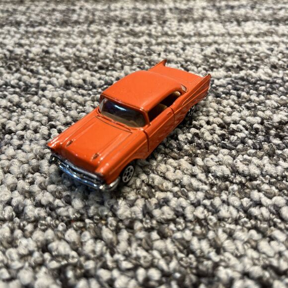 Pair (2) VTG Ertl Orange 57 Chevy Bel Air 1/64 Die-cast Car Open Doors Hong Kong - Picture 5 of 16
